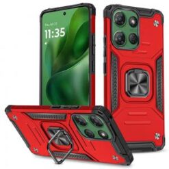 For Motorola Moto G Power 5G 2025 Robust Magnetic Kickstand Hybrid Case Cover - Red