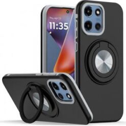 For Motorola Moto G 5G 2025 Metal CD Pattern Matte Finished Hybrid with Rotational Ring [Car Mount F