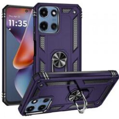 For Motorola Moto G 5G 2025 Ring Magnetic Kickstand Hybrid Case Cover - Dark Purple