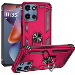 For Motorola Moto G 5G 2025 Ring Magnetic Kickstand Hybrid Case Cover - Hot Pink