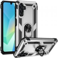 For Samsung A16 5G Ring Magnetic Kickstand Hybrid Case Cover - Silver