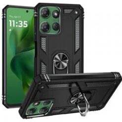 For Motorola Moto G Power 5G 2025 Ring Magnetic Kickstand Hybrid Case Cover - Black