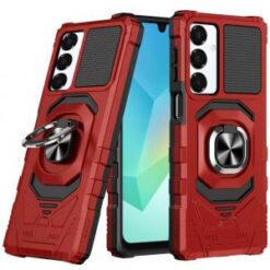 For Samsung A16 5G Robotic Hybrid with Magnetic Ring Stand Case Cover - Red