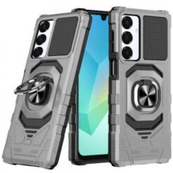 For Samsung A16 5G Robotic Hybrid with Magnetic Ring Stand Case Cover - Silver