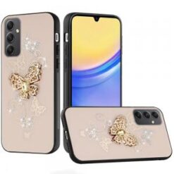 For Samsung A16 5G SPLENDID Diamond Glitter Ornaments Engraving Case Cover - Garden Butterflies Gold