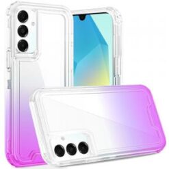 For Samsung A16 5G 3in1 Two Tone Shockproof Transparent Hybrid Case - Clear + Purple