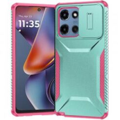 For Motorola Moto G 5G 2025 Ultimate U Design Hybrid with Camera Window Covering - Teal+Pink