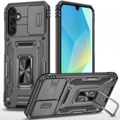 For Samsung A16 5G Utter Tough Metal Ring Movable Camera Window Hybrid Case Cover - Gray