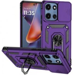 For Motorola Moto G 5G 2025 Well Protective Magentic Ring Stand Camera Protective Cover Case - Dark