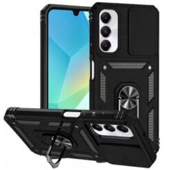 For Samsung A16 5G Well Protective Magentic Ring Stand Camera Protective Cover Case - Black