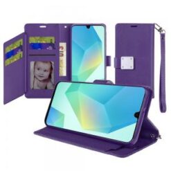 For Samsung A16 5G Wallet ID Card Holder Case Cover - Dark Purple