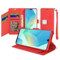 For Samsung A16 5G Wallet ID Card Holder Case Cover - Red