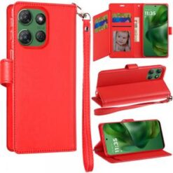 For Motorola Moto G Power 5G 2025 Wallet ID Card Holder Case Cover - Red