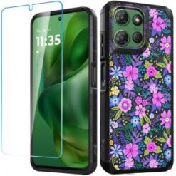 For Motorola Moto G Power 5G 2025 Tough Strong Hybrid Case Cover + Tempered Glass - Mystical Floral