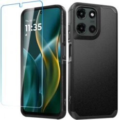For Moto G Stylus 5G 2025 Tough Strong Hybrid Case Cover + Tempered Glass - Black
