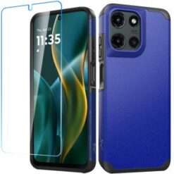 For Moto G Stylus 5G 2025 Tough Strong Hybrid Case Cover + Tempered Glass - Classic Blue