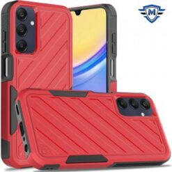 For Samsung A15 5G Noble lined shockproof dual layer hybrid in Slide-Out Package - Red/Black