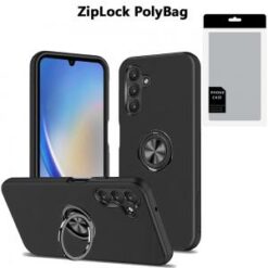 [PolyBag] For Samsung A15 5G CHIEF Oil Painted Magnetic Ring Stand Hybrid - Black