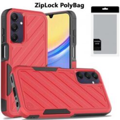 [PolyBag] For Samsung A15 5G Noble lined shockproof dual layer hybrid - Red/Black