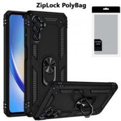 [PolyBag] For Samsung A15 5G Ring Magnetic Kickstand Hybrid - Black