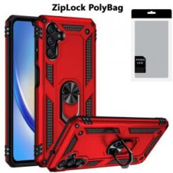 [PolyBag] For Samsung A15 5G Ring Magnetic Kickstand Hybrid - Red