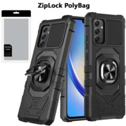 [PolyBag] For Samsung A15 5G Robotic Hybrid with Magnetic Ring Stand - Black