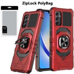 [PolyBag] For Samsung A15 5G Robotic Hybrid with Magnetic Ring Stand - Red