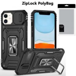 [PolyBag] For Samsung A15 5G Utter Tough Metal Ring Movable Camera Window Hybrid - Black