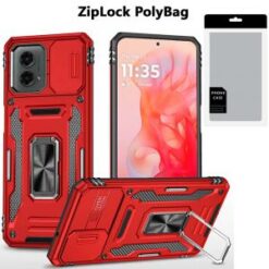 [PolyBag] For Samsung A15 5G Utter Tough Metal Ring Movable Camera Window Hybrid - Red