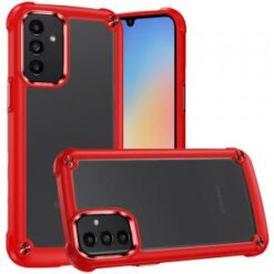 For Samsung A15 5G Ultimate CaseX Transparent Hybrid Case with Metal Buttons And Camera Edges - Red