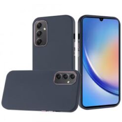 For Samsung A15 5G Classy Slick Chromed Around Hybrid Case Cover - Dark Blue