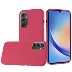 For Samsung A15 5G Classy Slick Chromed Around Hybrid Case Cover - Hot Pink