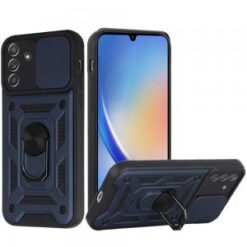 For Samsung A15 5G ELITE Camera Push Magnetic Ring Stand Hybrid Case Cover - Blue