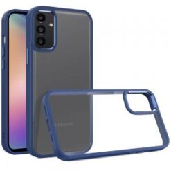 For Samsung A15 5G Finest Transparent Thick Acrylic Hybrid Metal Buttons Cover Case - Blue