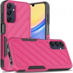 For Samsung A15 5G Noble lined shockproof dual layer hybrid - Hot Pink/Black