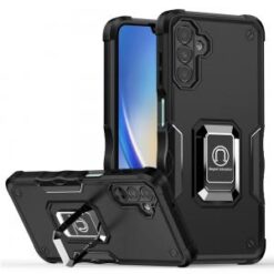 For Samsung A15 5G OPTIMUM Magnetic Ring Stand Hybrid Case Cover - Black