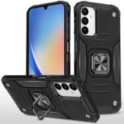 For Samsung A15 5G Robust Magnetic Kickstand Hybrid Case Cover - Black