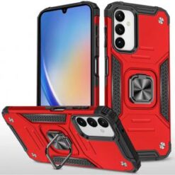 For Samsung A15 5G Robust Magnetic Kickstand Hybrid Case Cover - Red