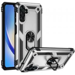 For Samsung A15 5G Ring Magnetic Kickstand Hybrid Case Cover - Silver