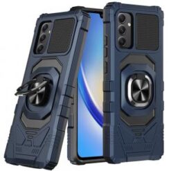 For Samsung A15 5G Robotic Hybrid with Magnetic Ring Stand Case Cover - Dark Blue