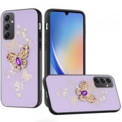 For Samsung A15 5G SPLENDID Diamond Glitter Ornaments Engraving Case Cover - Garden Butterflies Purp