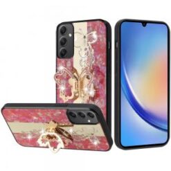 For Samsung A15 5G SPLENDID Diamond Glitter Ornaments Engraving Case Cover - Enchanted Butterfly Red