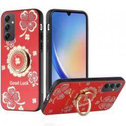 For Samsung A15 5G SPLENDID Diamond Glitter Ornaments Engraving Case Cover - Good Luck Floral Red