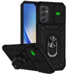 For Samsung A15 5G Well Protective Magentic Ring Stand Camera Protective Cover Case - Black