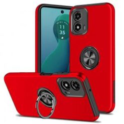Motorola Moto G 5G 2024 CHIEF Oil Painted Magnetic Ring Stand Hybrid Case Cover - Red