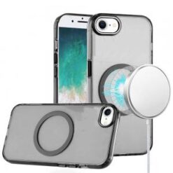 iPhone 16E / SE4 Magnetic Circle Ring Transparent Premium Acrylic with Metal Buttons & Camera Ra