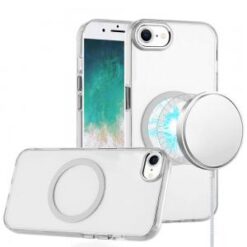 iPhone 16E / SE4 Magnetic Circle Ring Transparent Premium Acrylic with Metal Buttons & Camera Ra
