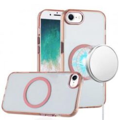 iPhone 16E / SE4 Magnetic Circle Ring Transparent Premium Acrylic with Metal Buttons & Camera Ra
