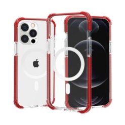 iP15 Pro Max Acrylic [Magnetic Circle] Tough 2.5mm Transparent ShockProof Hybrid - Red