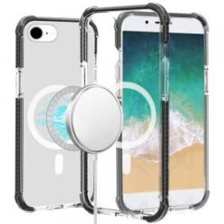 iPhone 16E / SE4 Acrylic [Magnetic Circle] Tough 2.5mm Transparent ShockProof Hybrid - Black